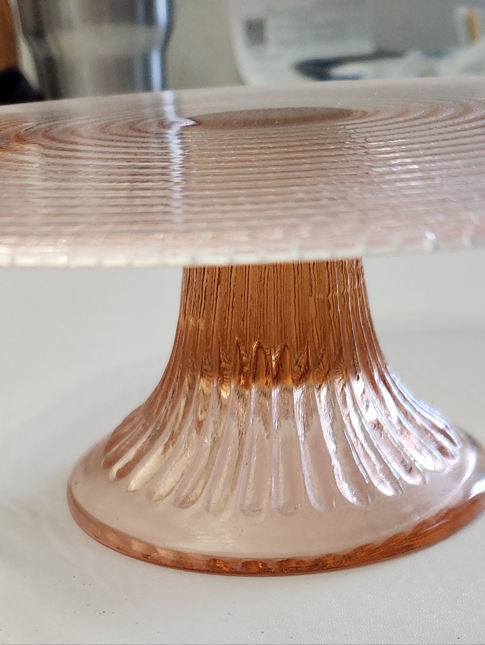 Vintage Pink Glass Cake Stand